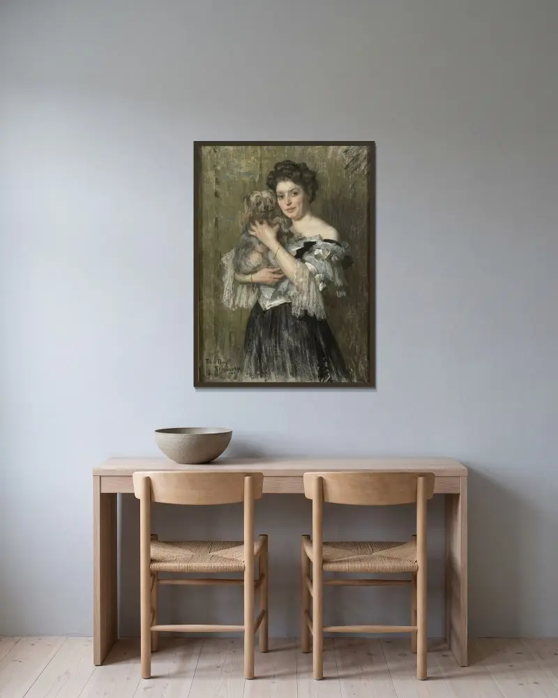 Mary Catherine Josephine Jordan (1866–1948), hustru till målaren George Hendrik Breitner av Thérèse Schwartze inramad på en vägg