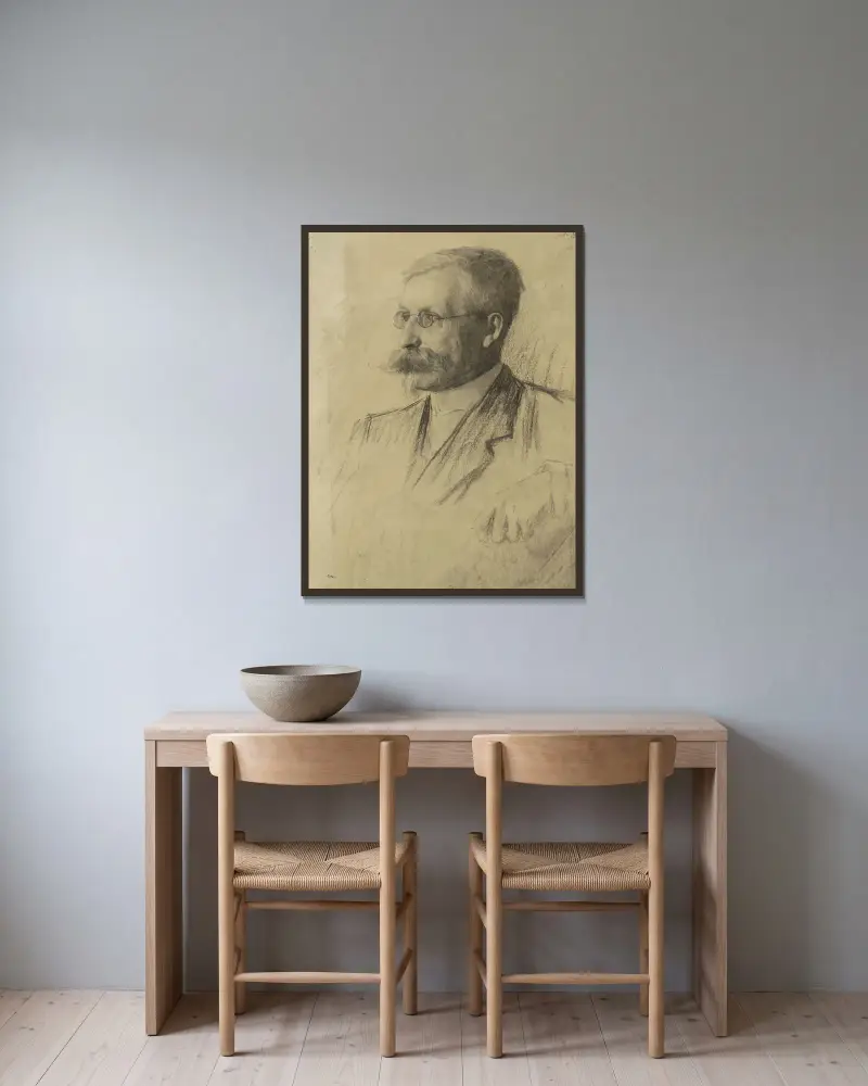 Portret van de heer van Duyl – nr 1 av Thérèse Schwartze inramad på en vägg
