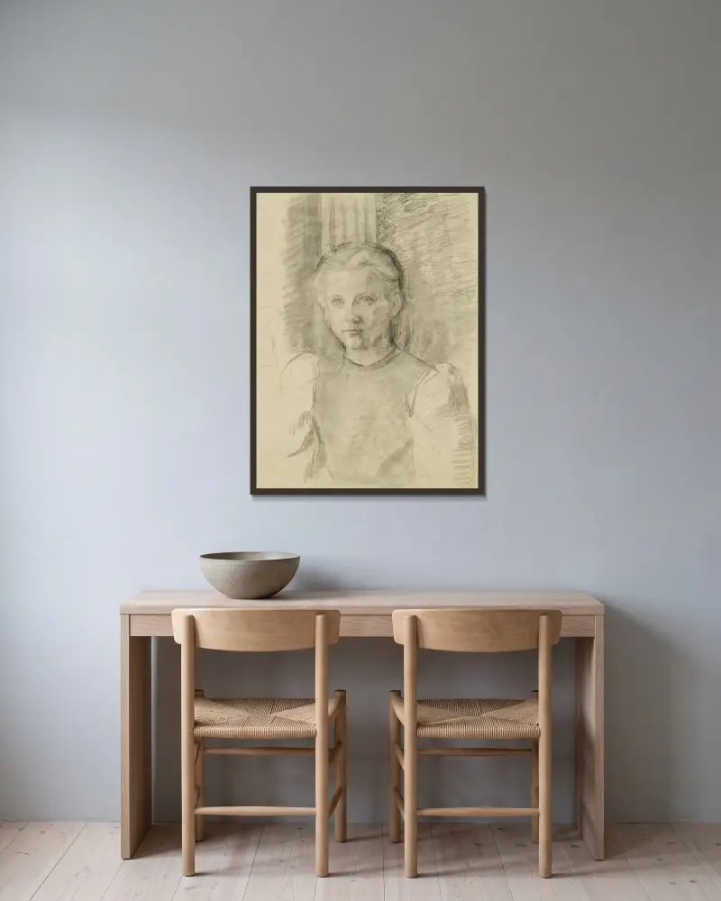 Bildnis eines jungen Mädchens von Thérèse Schwartze gerahmt an einer Wand