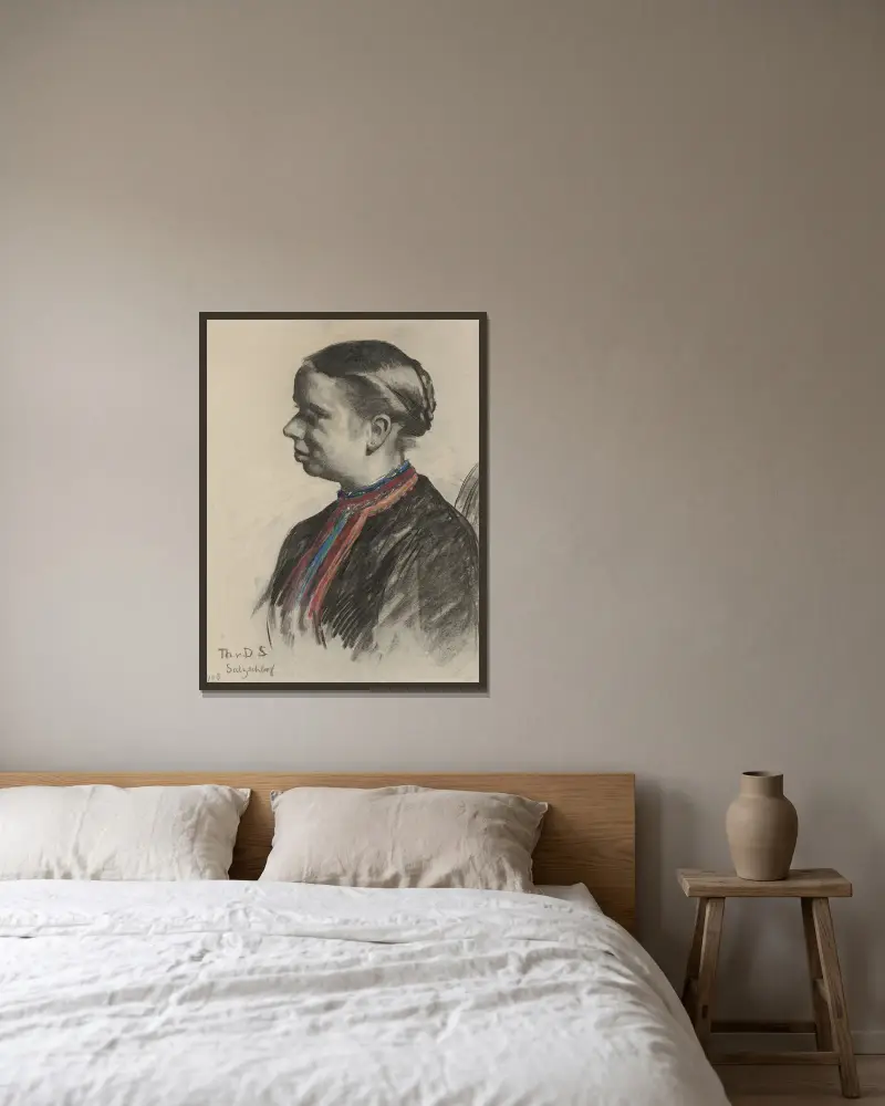 Portret van een Oostenrijkse av Thérèse Schwartze inramad på en vägg