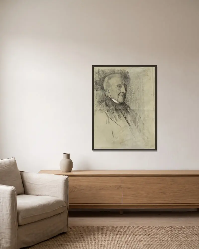 Portret van een oude heer, naar rechts av Thérèse Schwartze inramad på en vägg