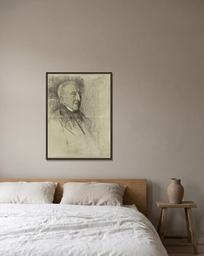 Portret van een oude heer, naar rechts av Thérèse Schwartze inramad på en vägg