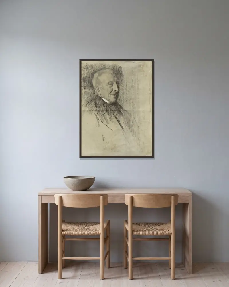 Portret van een oude heer, naar rechts av Thérèse Schwartze inramad på en vägg