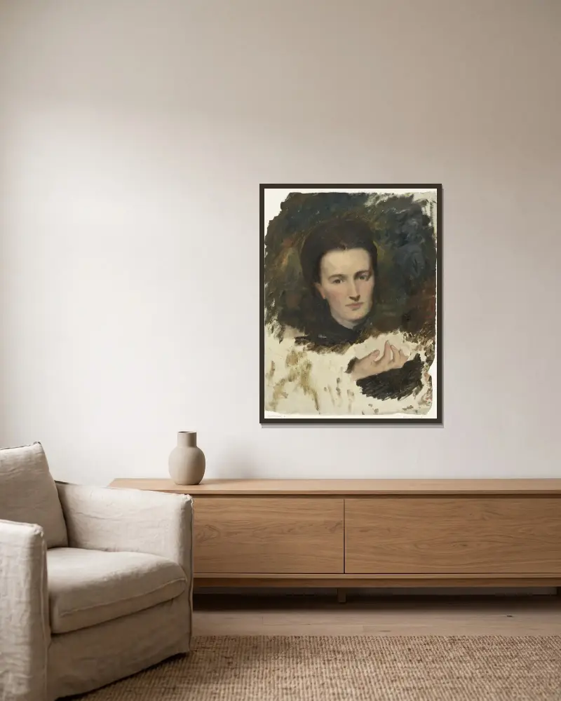 Portret van een vrouw av Thérèse Schwartze inramad på en vägg