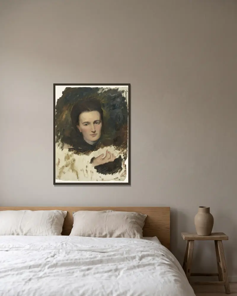 Portret van een vrouw av Thérèse Schwartze inramad på en vägg