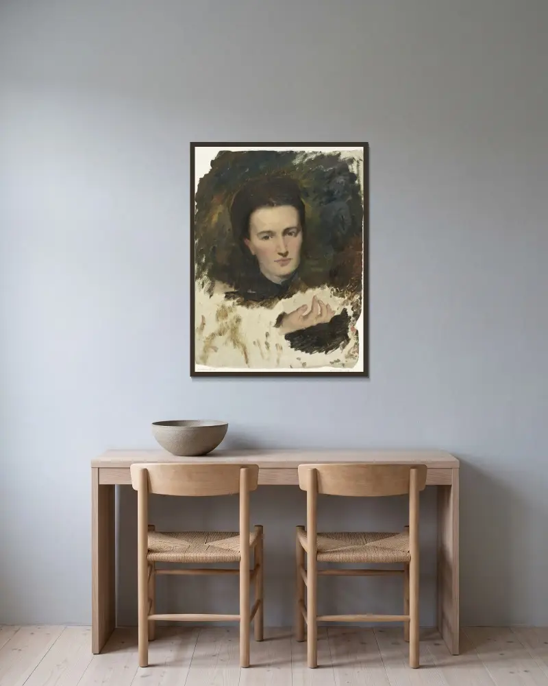 Portret van een vrouw av Thérèse Schwartze inramad på en vägg