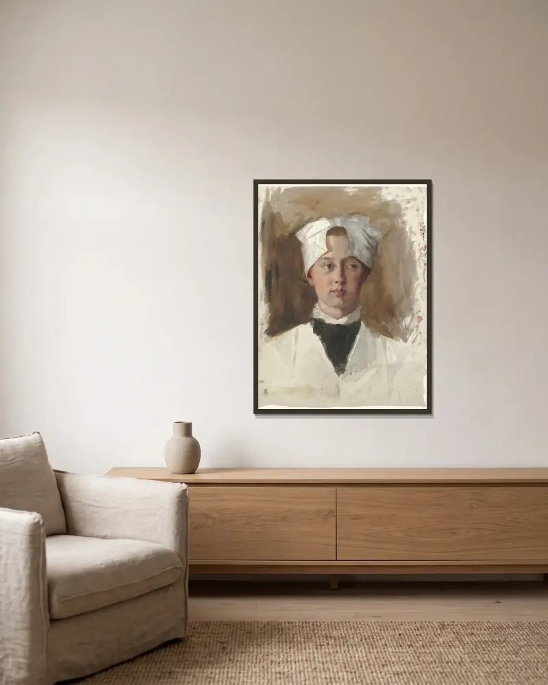 Portret van een weesmeisje av Thérèse Schwartze inramad på en vägg