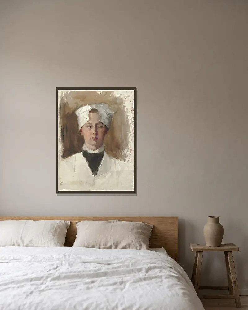 Portret van een weesmeisje av Thérèse Schwartze inramad på en vägg