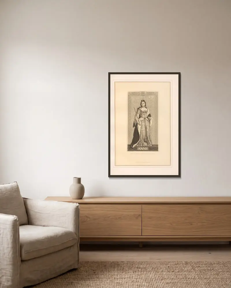 Porträt der Königin Anne von Thomas Archer gerahmt an einer Wand