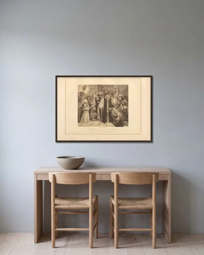 Die Freilassung der sieben Bischöfe von Thomas Archer gerahmt an einer Wand