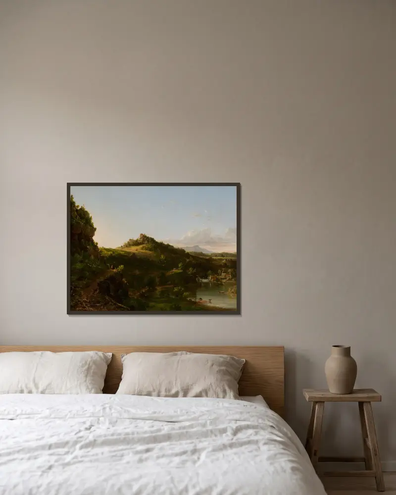 Catskill-landskap, Thomas Cole v rámu na stěně