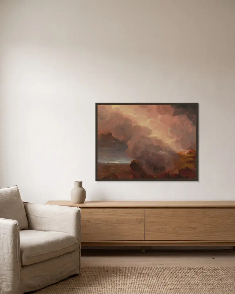 Wolken auf dem Berggipfel von Thomas Cole gerahmt an einer Wand