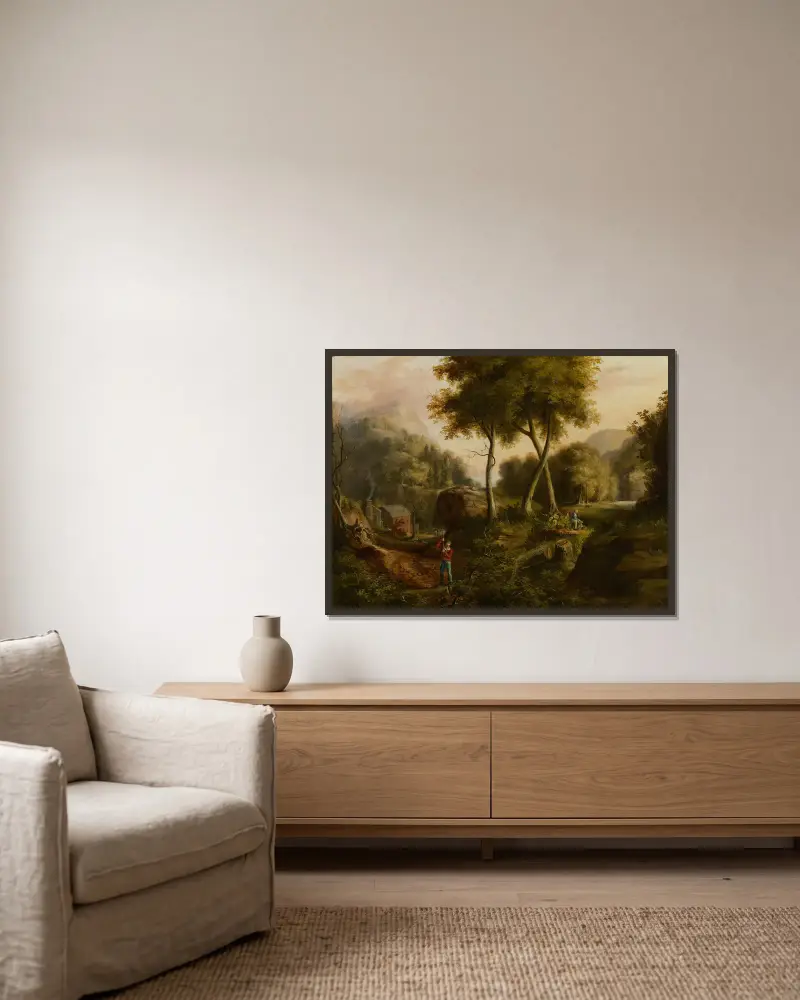 Landschaft von Thomas Cole gerahmt an einer Wand