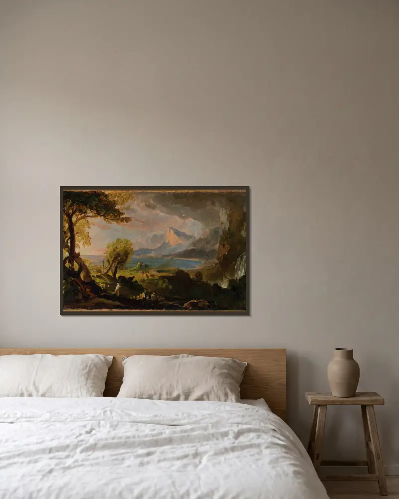 The Course of Empire–The Savage State av Thomas Cole inramad på en vägg