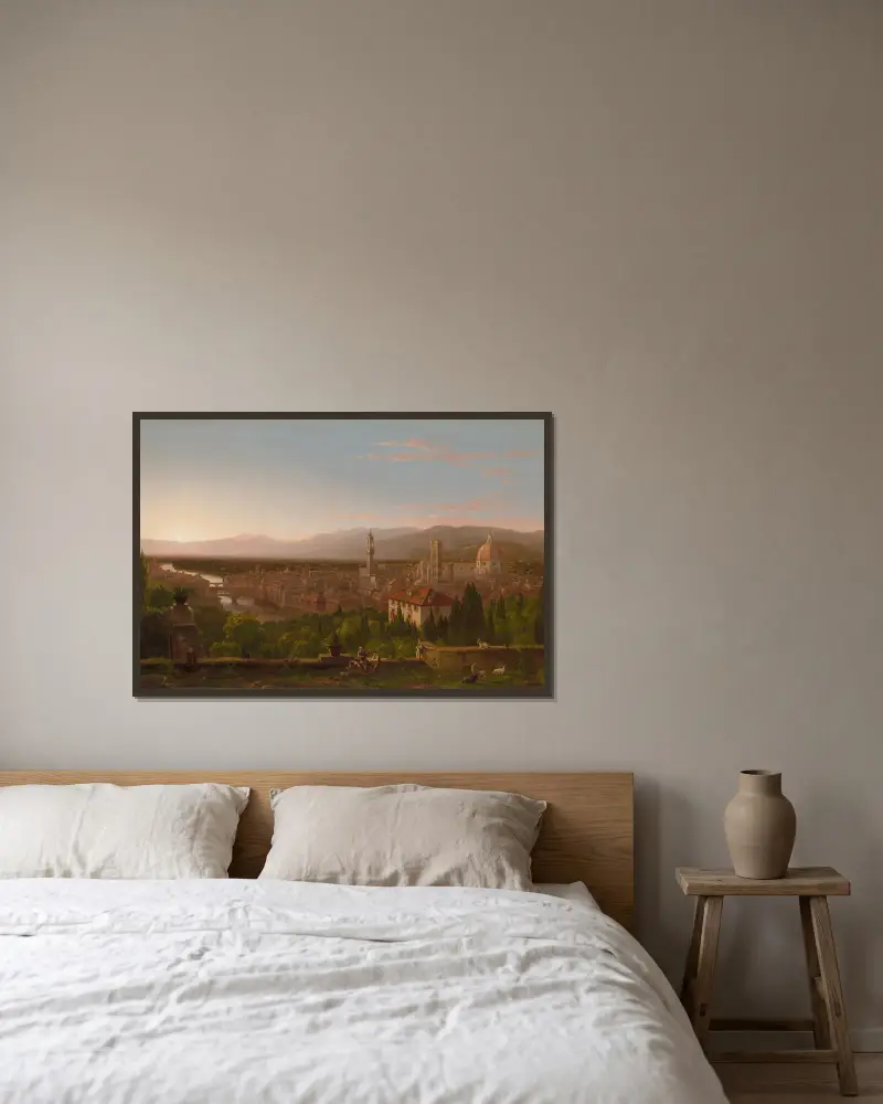 View of Florence av Thomas Cole inramad på en vägg