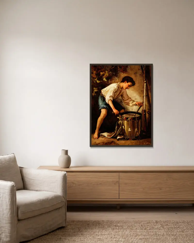 Der Trommeljunge von Thomas Couture gerahmt an einer Wand