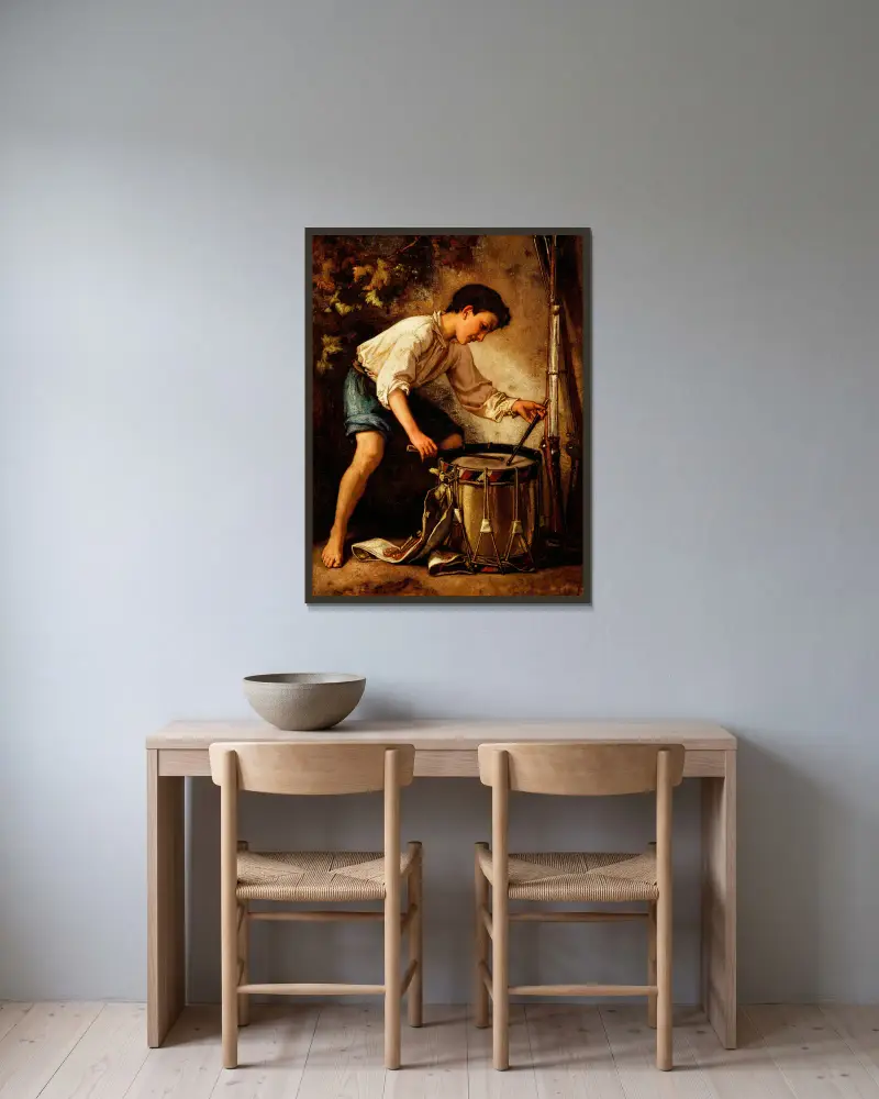 Der Trommeljunge von Thomas Couture gerahmt an einer Wand