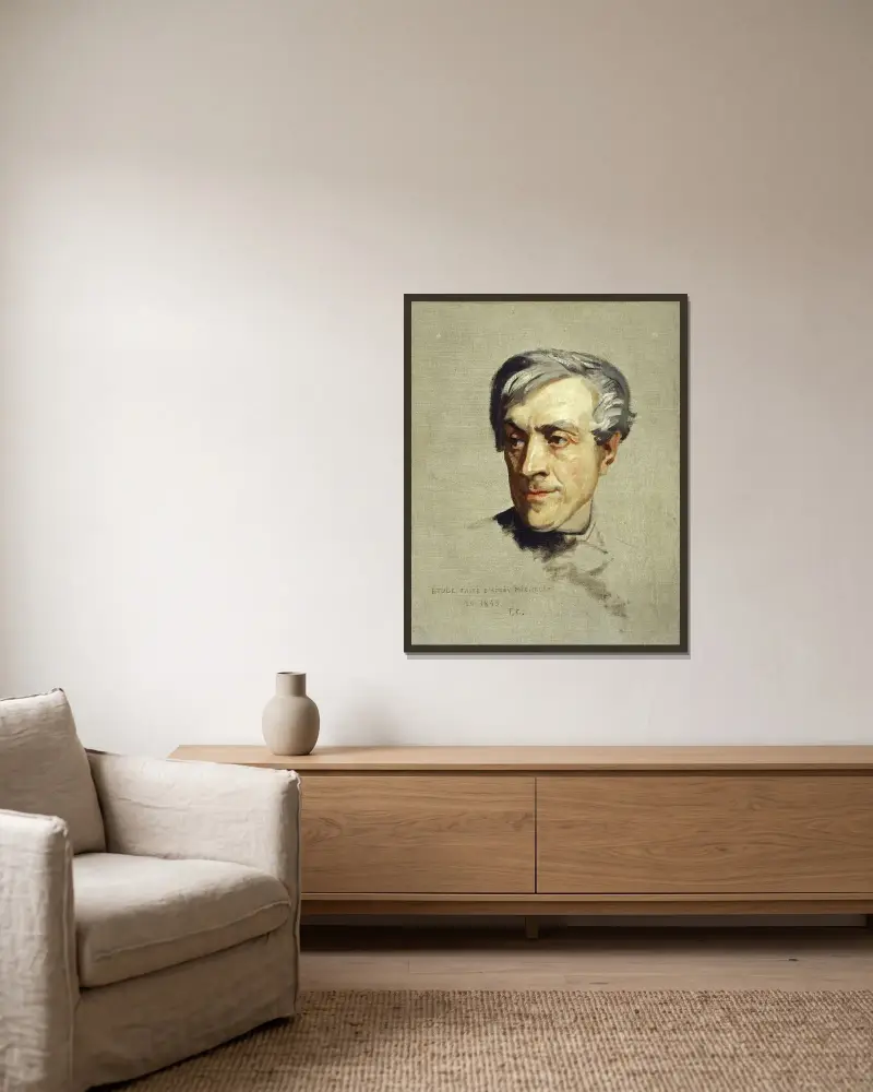 Studie efter Jules Michelet av Thomas Couture inramad på en vägg