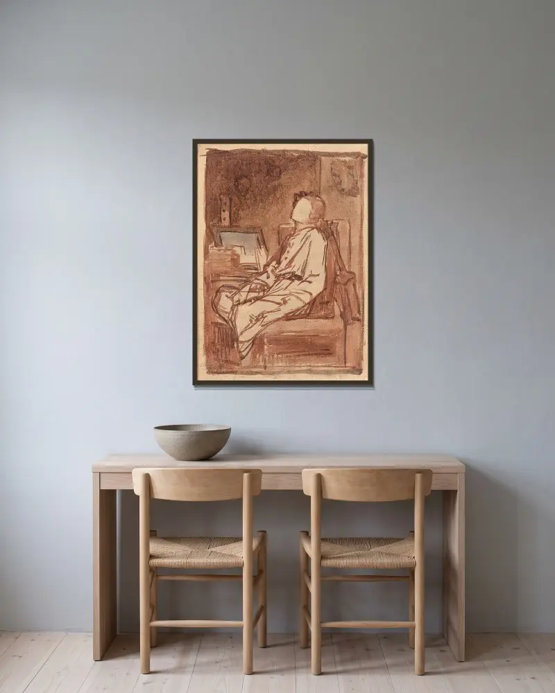 Studie för Barnet med såpbubblor av Thomas Couture inramad på en vägg