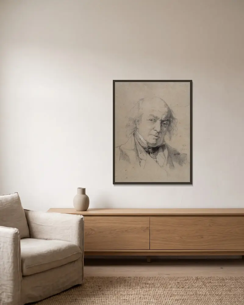 Portrait de Béranger Pierre-Jean (1780-1857) à 70 ans av Thomas Couture inramad på en vägg