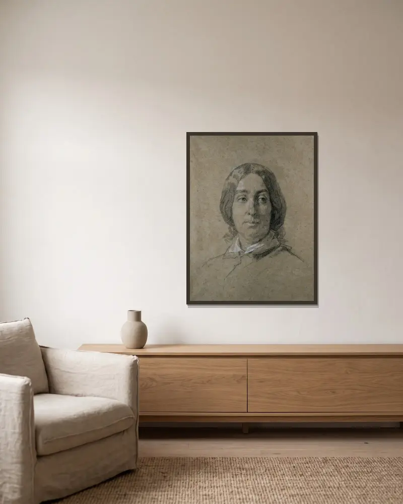 Porträt von George Sand von Thomas Couture gerahmt an einer Wand