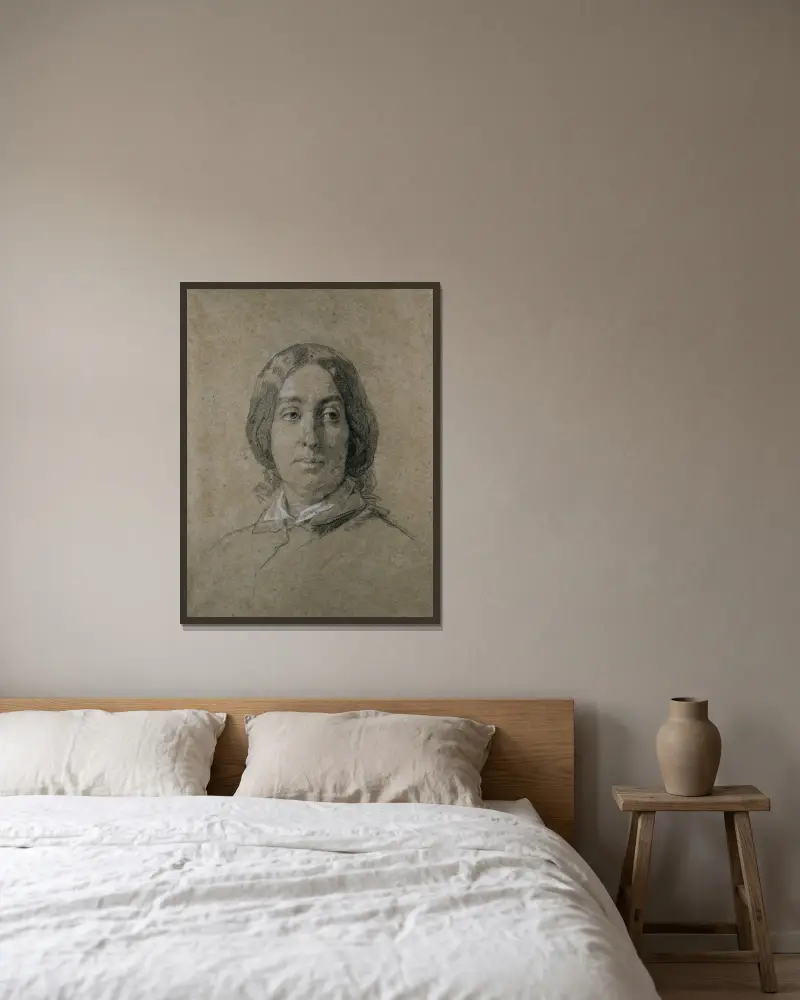 Porträt von George Sand von Thomas Couture gerahmt an einer Wand