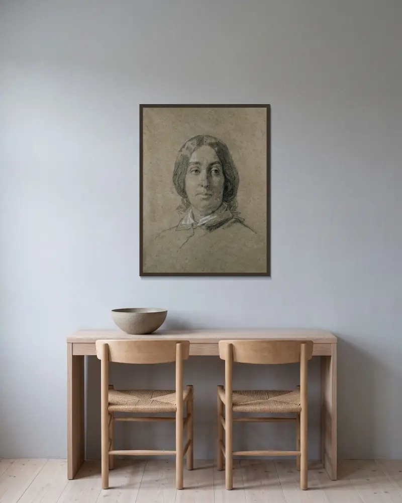 Porträt von George Sand von Thomas Couture gerahmt an einer Wand