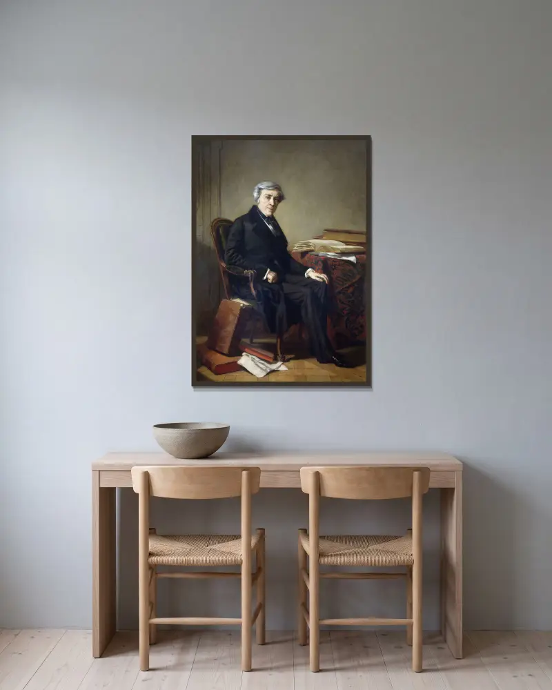 Portrait de Jules Michelet (1798-1874), historien av Thomas Couture inramad på en vägg