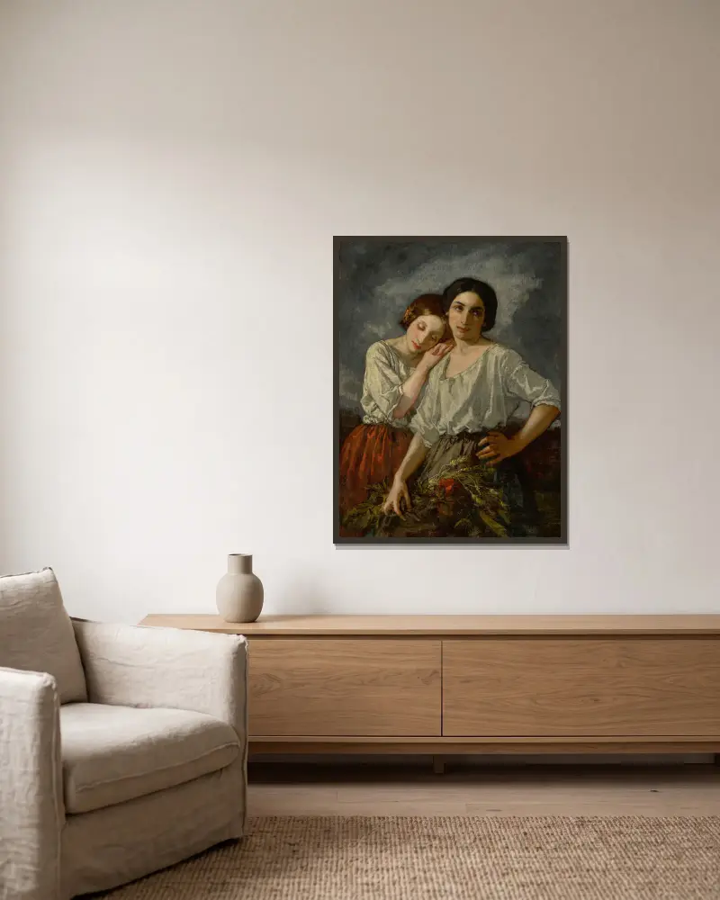 Zwei Schwestern von Thomas Couture gerahmt an einer Wand