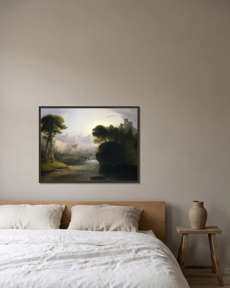 Fantasievolle Landschaft von Thomas Doughty gerahmt an einer Wand