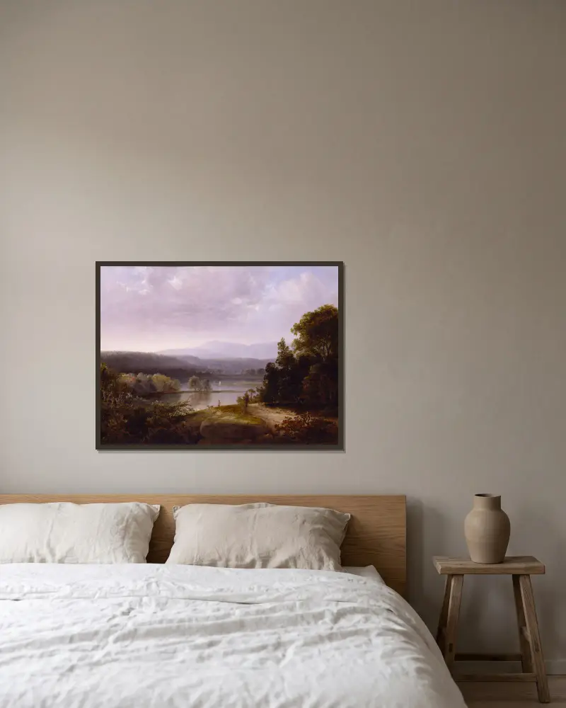 Flusslandschaft mit Jägern und Hunden von Thomas Doughty gerahmt an einer Wand