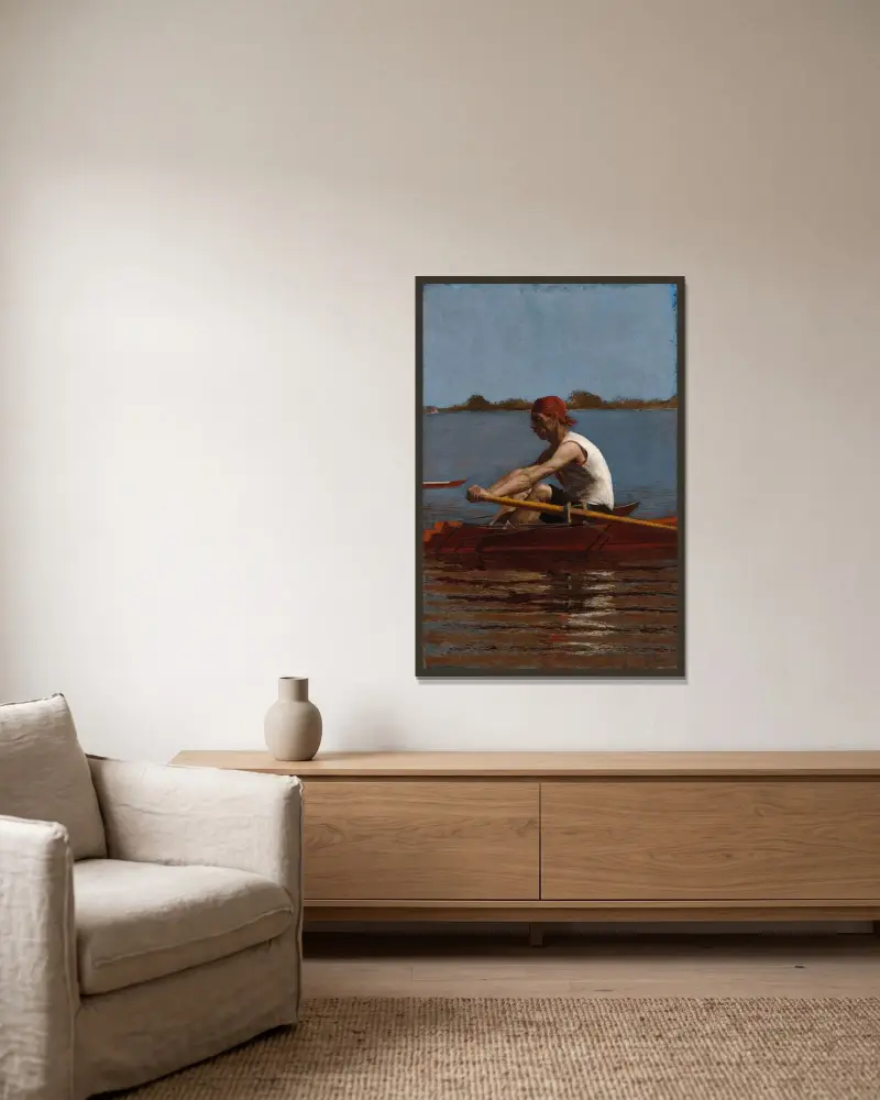 John Biglin im Einerruderboot von Thomas Eakins gerahmt an einer Wand