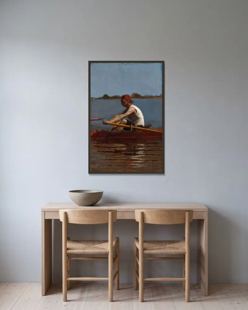 John Biglin im Einerruderboot von Thomas Eakins gerahmt an einer Wand