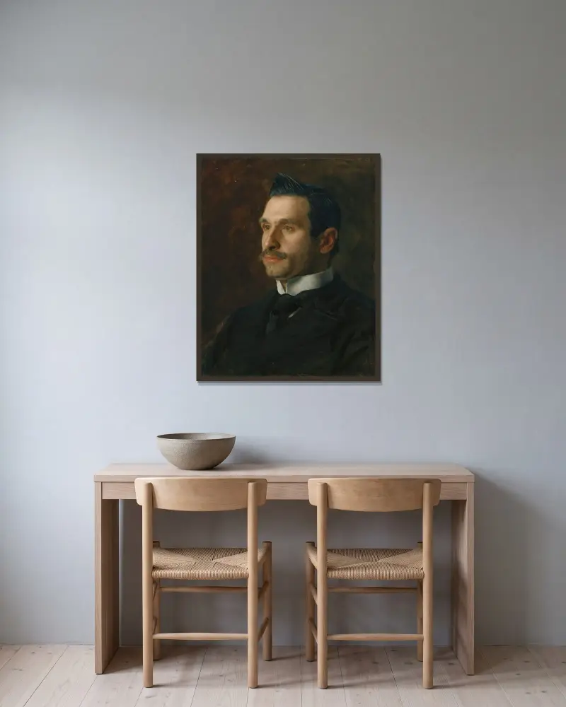 Porträtt av Francesco Romano av Thomas Eakins inramad på en vägg