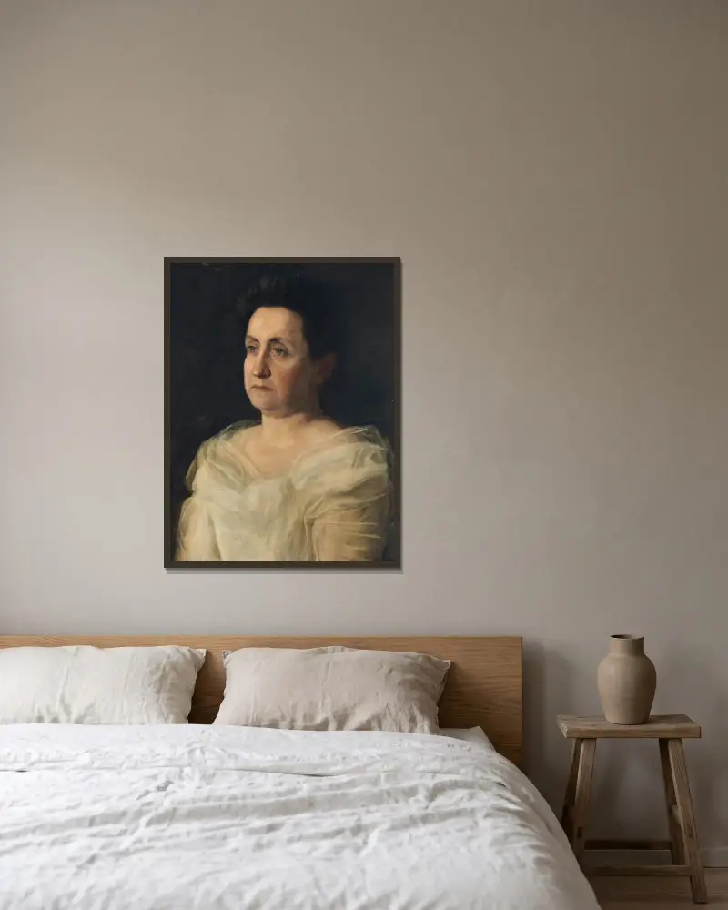 Porträt von Mrs. Matilda Searight von Thomas Eakins gerahmt an einer Wand