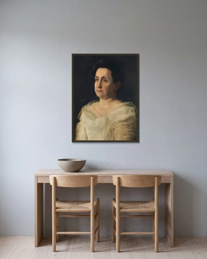 Porträt von Mrs. Matilda Searight von Thomas Eakins gerahmt an einer Wand