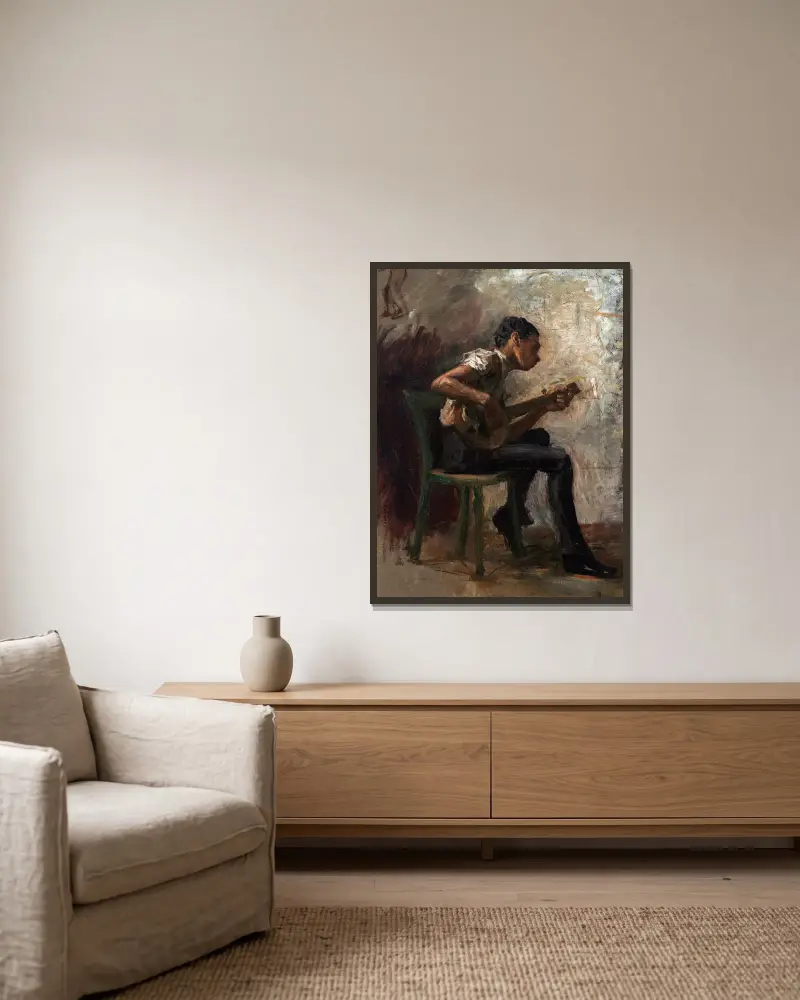 Hráč na banjo, Thomas Eakins v rámu na stěně