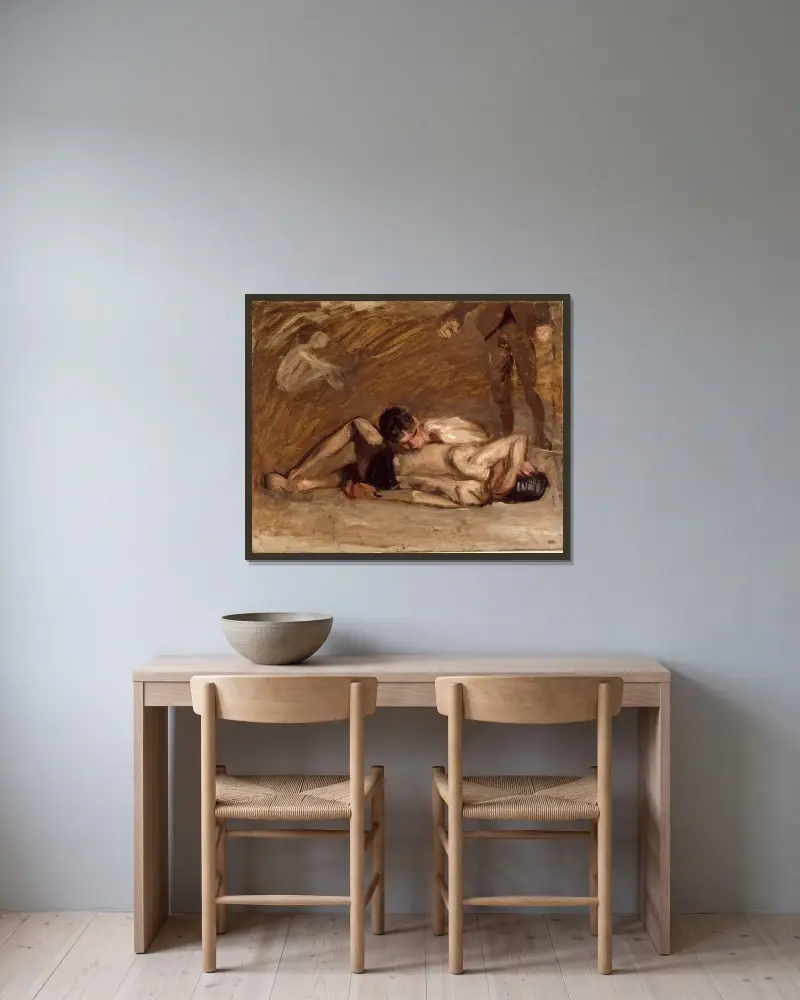 Ringende von Thomas Eakins gerahmt an einer Wand