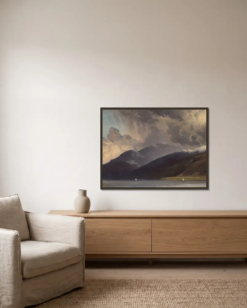 Von Balestrand am Sognefjord von Thomas Fearnley gerahmt an einer Wand