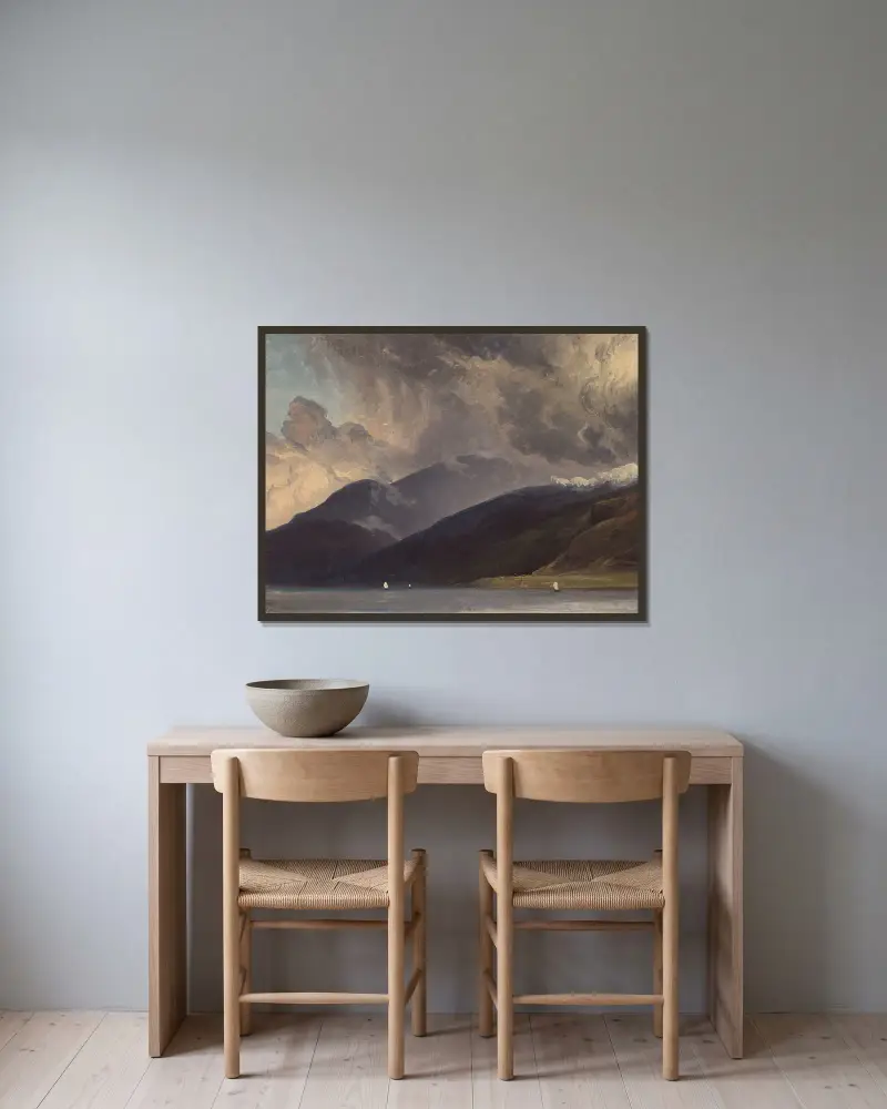 Von Balestrand am Sognefjord von Thomas Fearnley gerahmt an einer Wand