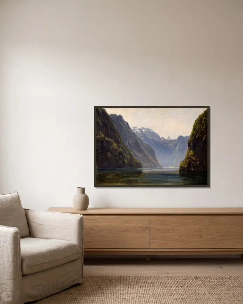 From Königssee av Thomas Fearnley inramad på en vägg
