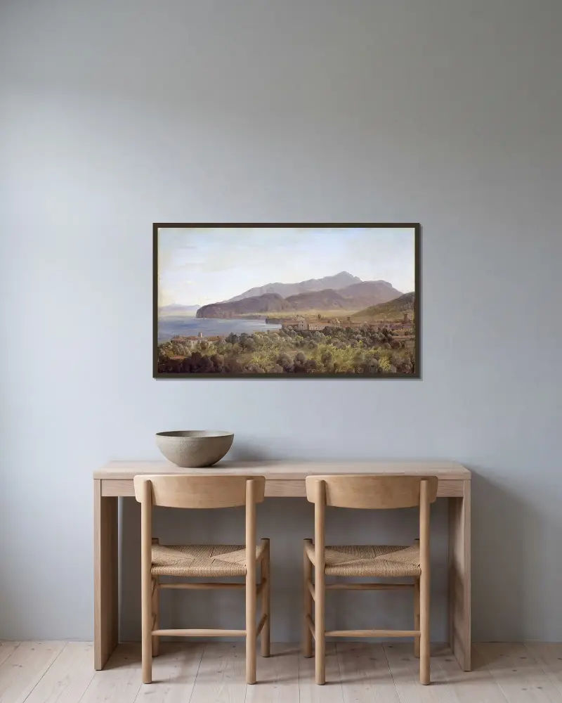 Från Sorrento av Thomas Fearnley inramad på en vägg