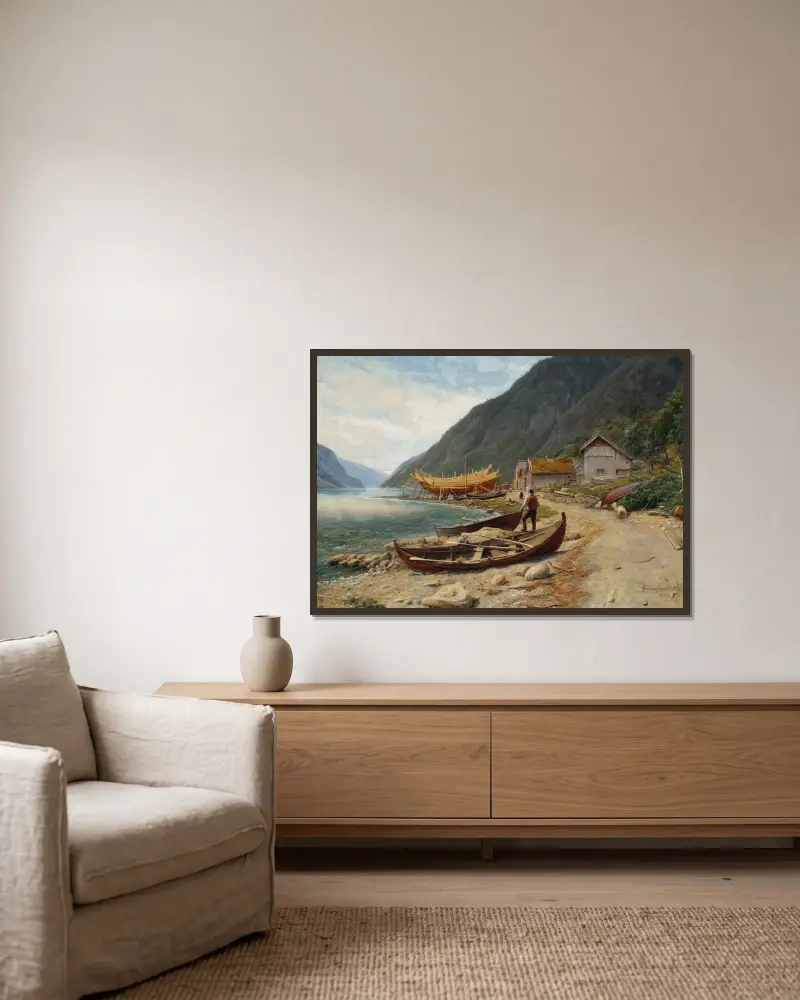 Gravensfjord von Thomas Fearnley gerahmt an einer Wand