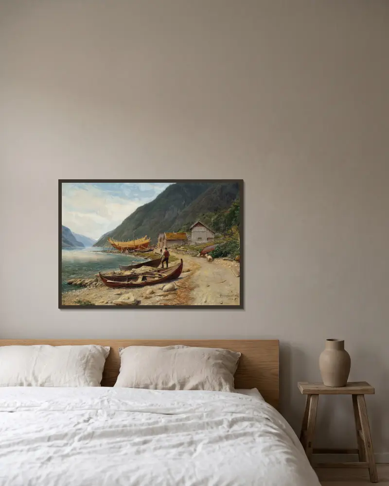 Gravensfjord von Thomas Fearnley gerahmt an einer Wand