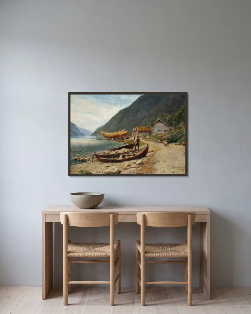 Gravensfjord von Thomas Fearnley gerahmt an einer Wand
