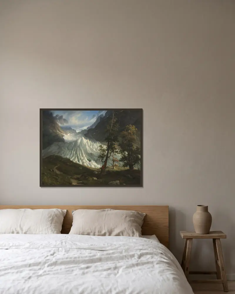 Der Grindelwaldgletscher von Thomas Fearnley gerahmt an einer Wand