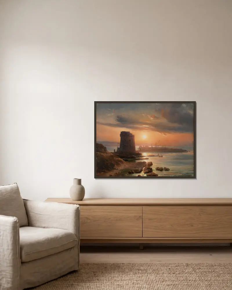 Port w Agrigento, Thomas Fearnley w ramie na ścianie