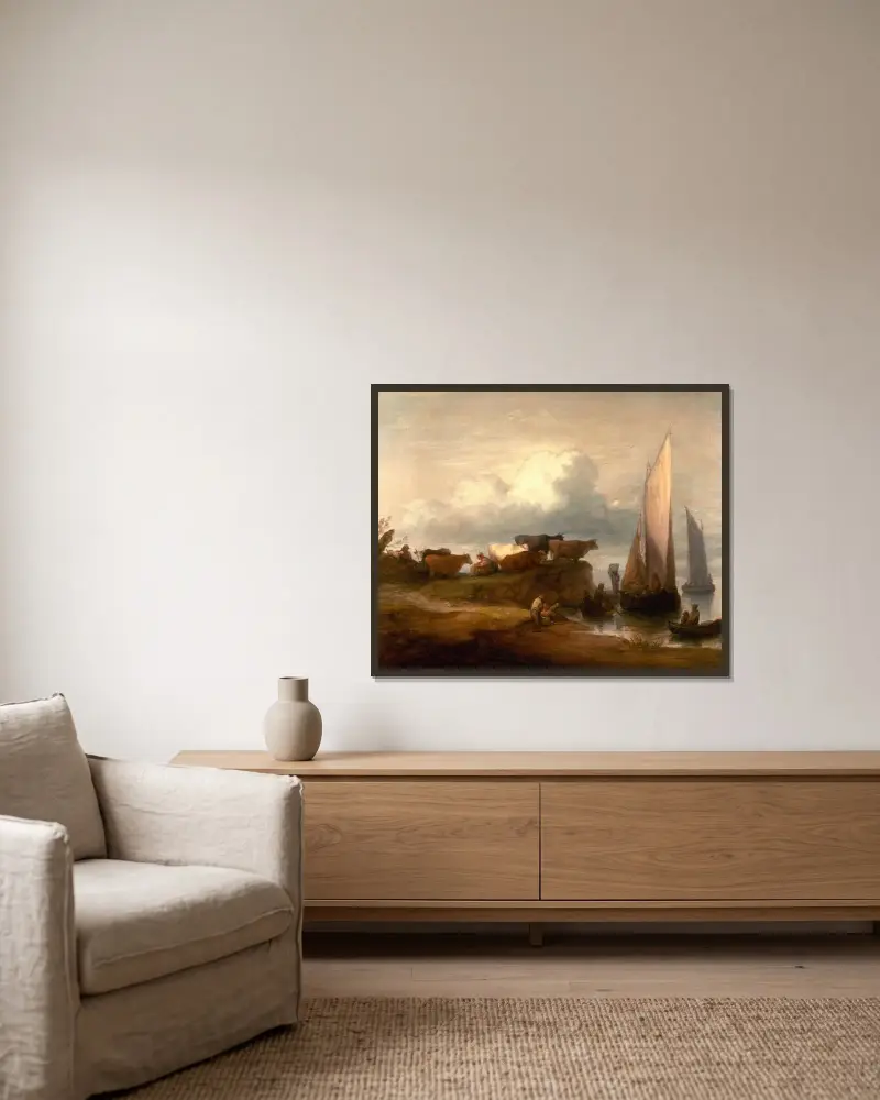 A Coastal Landscape av Thomas Gainsborough inramad på en vägg