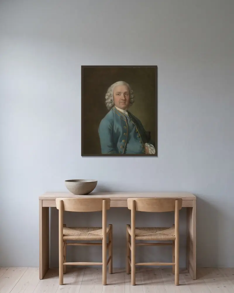A Man Called Mr. Wood, the Dancing Master av Thomas Gainsborough inramad på en vägg