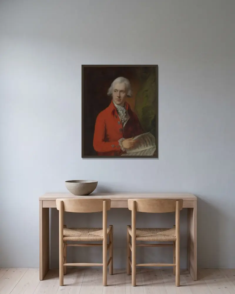 Charles Rousseau Burney (1747–1819) av Thomas Gainsborough inramad på en vägg